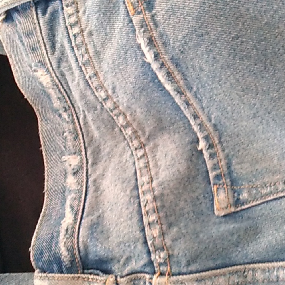 All Saints Light Blue Embroidered Cropped Jeans 29 - Picture 5 of 10